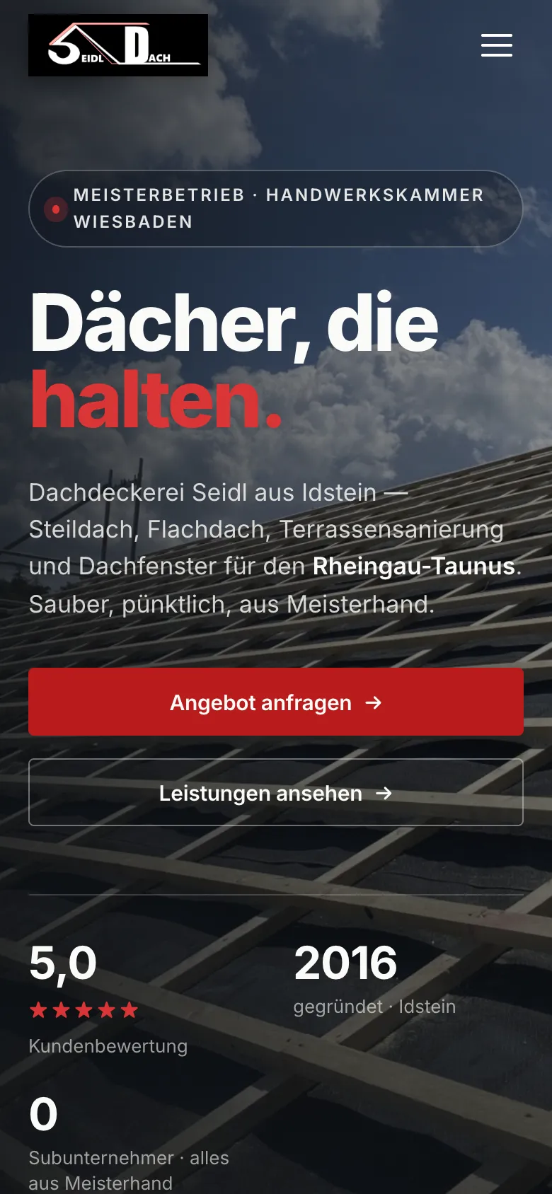 Dieselbe Website auf dem Smartphone