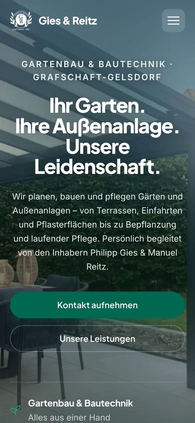 Dieselbe Website auf dem Smartphone