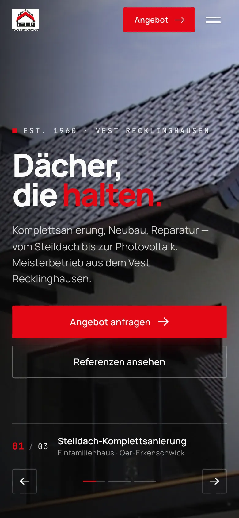 Dieselbe Website auf dem Smartphone
