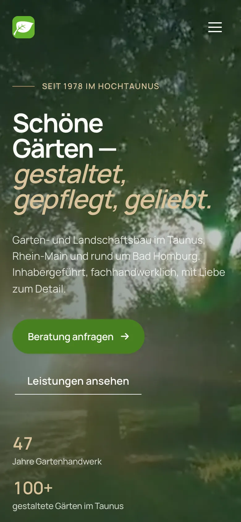 Dieselbe Website auf dem Smartphone