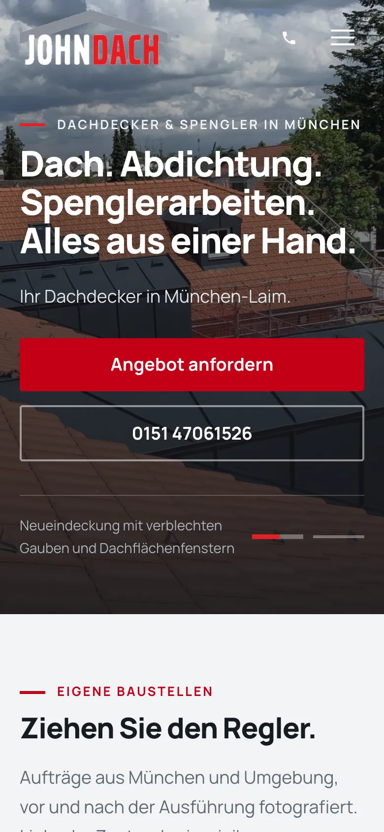 Dieselbe Website auf dem Smartphone