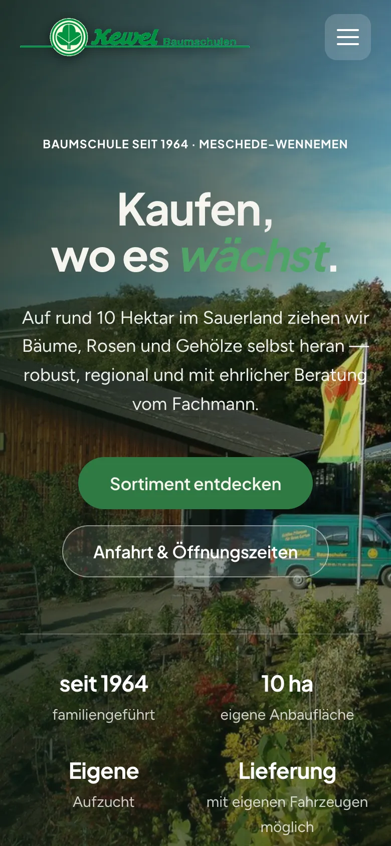 Dieselbe Website auf dem Smartphone