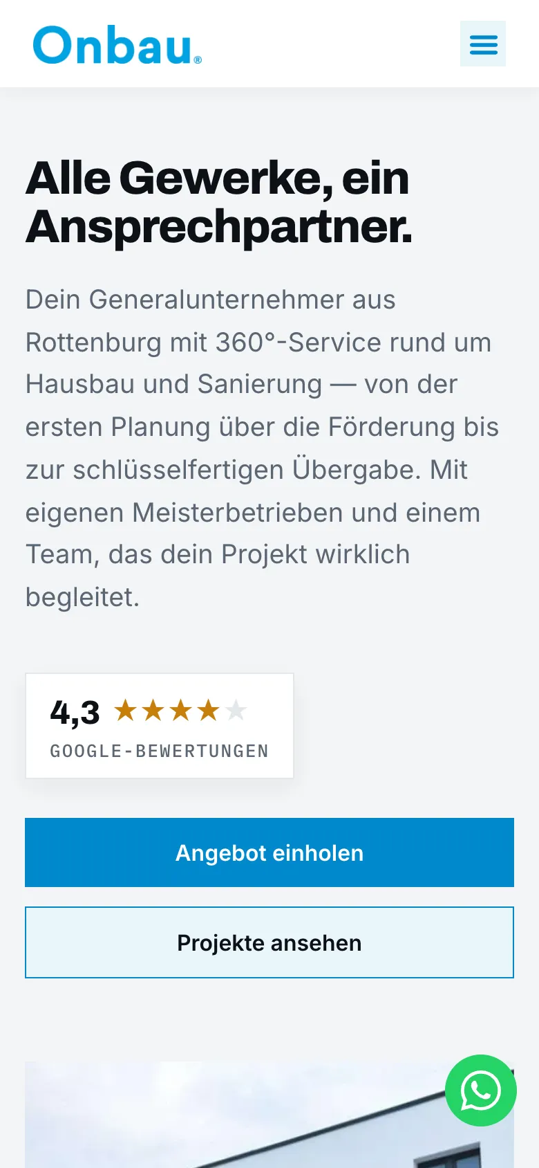 Dieselbe Website auf dem Smartphone