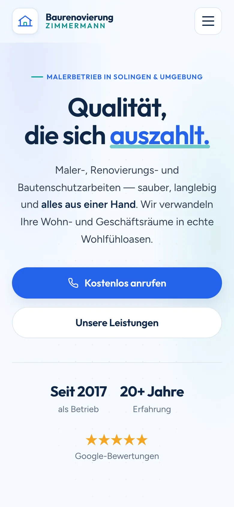 Dieselbe Website auf dem Smartphone
