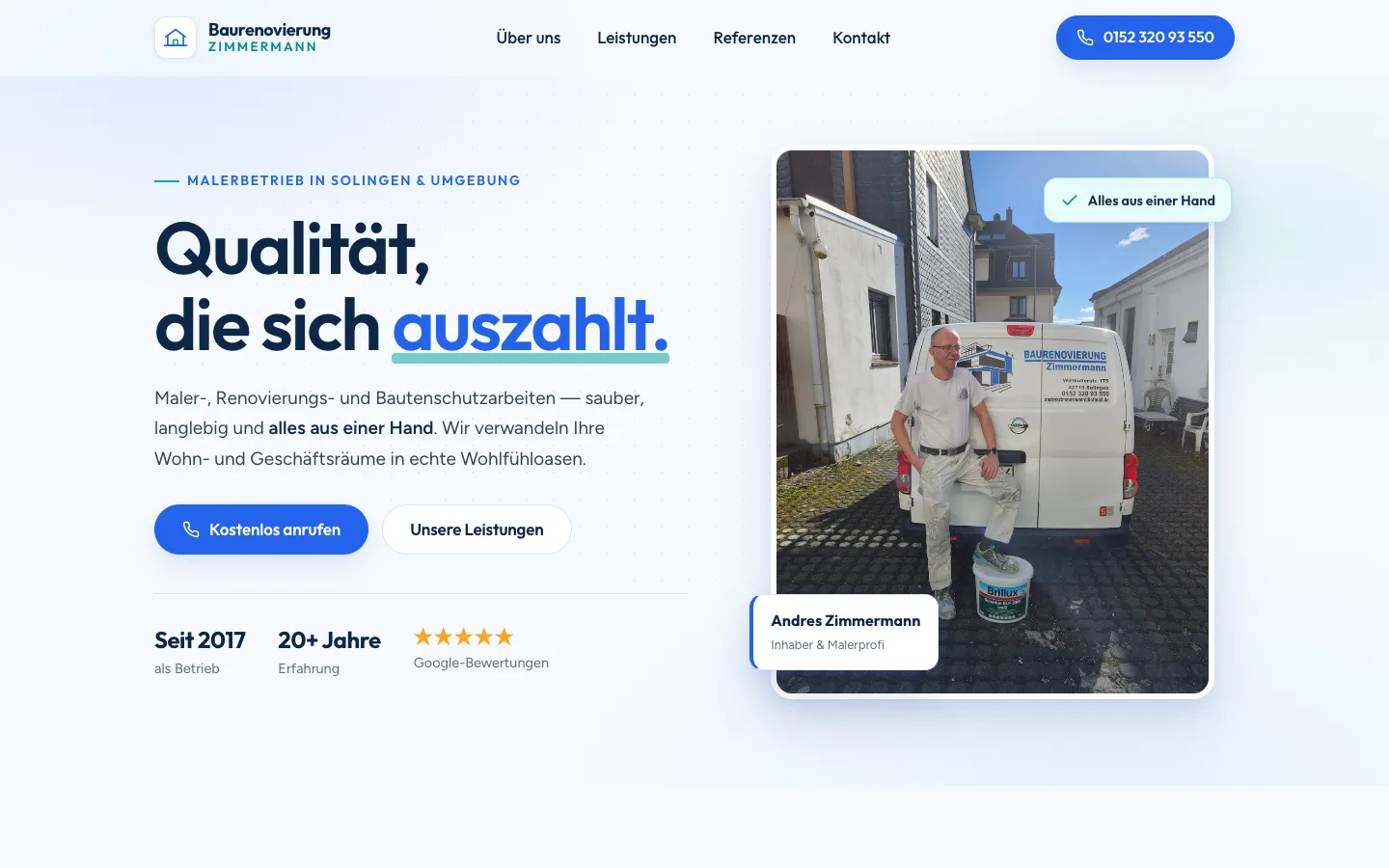 Website Baurenovierung Zimmermann